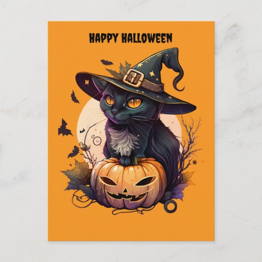 ハッピーハローウィン猫 シーズンポストカード (正面)