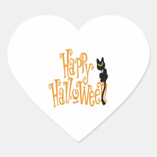 ハッピーハローウィン猫 ハートシール (正面)