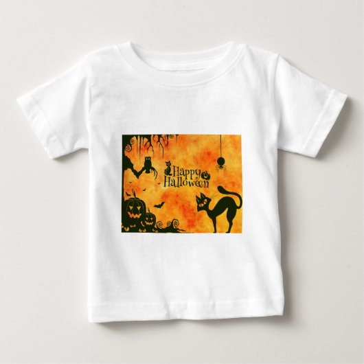 ハッピーハローウィン猫 ベビーTシャツ (正面)