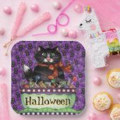 ハッピーハローウィン猫 ペーパープレート (パーティー)