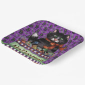 ハッピーハローウィン猫 ペーパープレート (傾斜あり)