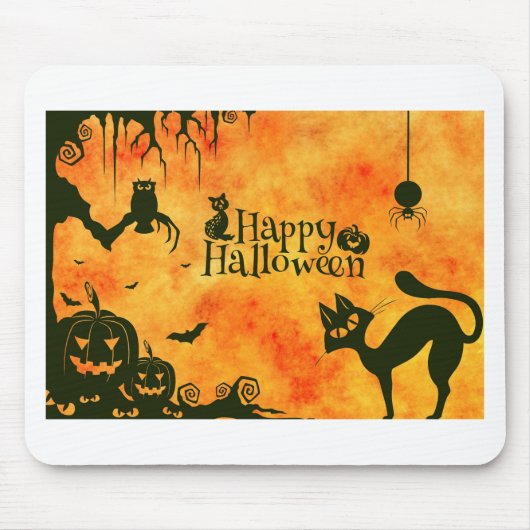 ハッピーハローウィン猫 マウスパッド (正面)