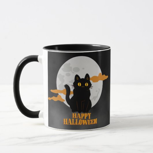 ハッピーハローウィン猫（満月） マグカップ (左)