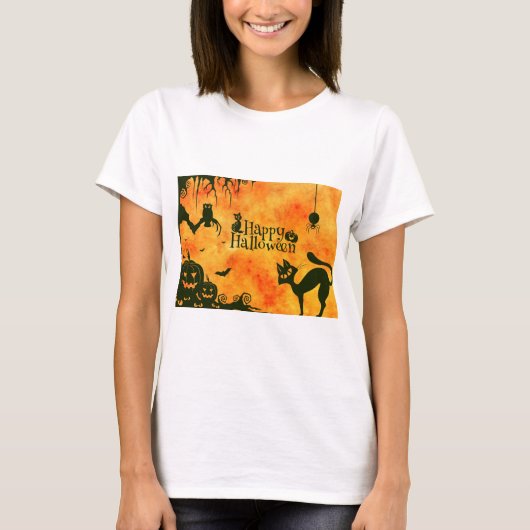 ハッピーハローウィン猫 Tシャツ (正面)