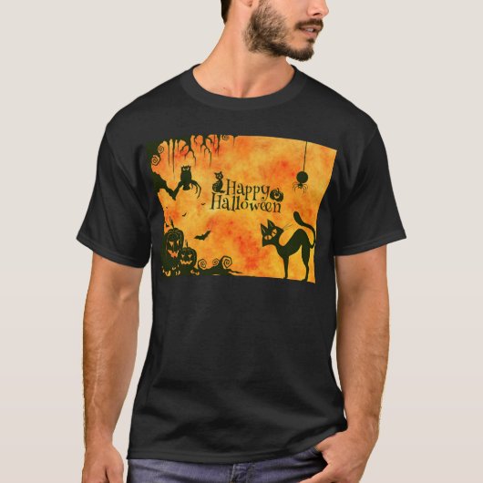 ハッピーハローウィン猫 Tシャツ (正面)