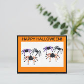 ハッピーハローウィン用恐ろしいクモ付き葉書 ポストカード (スタンド正面)