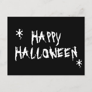 ハッピーハローウィン白と黒の不気味な怖い ポストカード