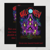 ハッピーハローウィン白熱［赤熱］光を放つハ幽霊のよく出るウス招待状 招待状 (正面/裏面)