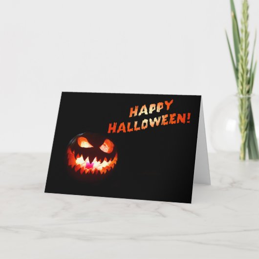 ハッピーハローウィン白熱［赤熱］光を放つ- Jack-O-Lantern カード (正面)