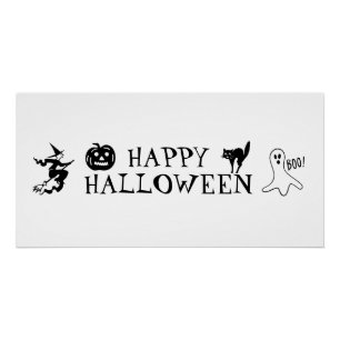 ハッピーハローウィン白黒の不気味なポスター ポスター