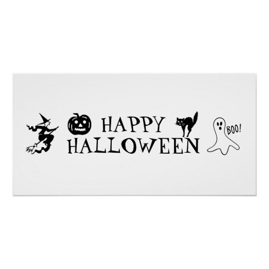 ハッピーハローウィン白黒の不気味なポスター ポスター (正面)