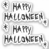 ハッピーハローウィン白黒の怖いタイポグラフィ シール (正面)