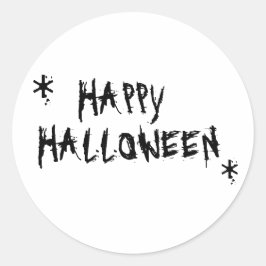 ハッピーハローウィン白黒の怖いタイポグラフィ ラウンドシール