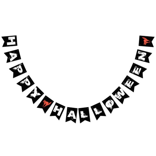 ハッピーハローウィン白黒オレンジパーティー バンティングフラッグ (全)