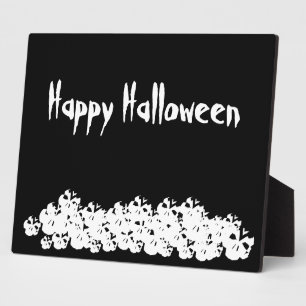 ハッピーハローウィン白黒スカル骨格杭 フォトプラーク
