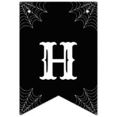 ハッピーハローウィン白黒スパイダーウェブパターン バンティングフラッグ (第1の旗)