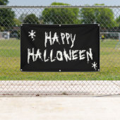 ハッピーハローウィン白黒不気味なバナー 横断幕 (インサイチュ)