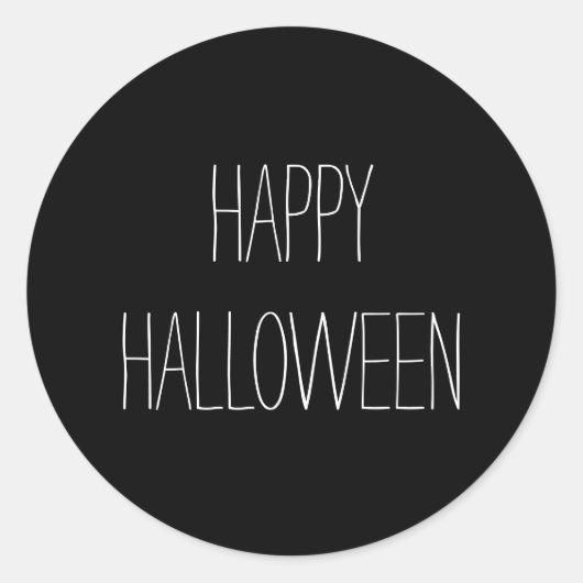 ハッピーハローウィン白黒不気味な手書き ラウンドシール (正面)