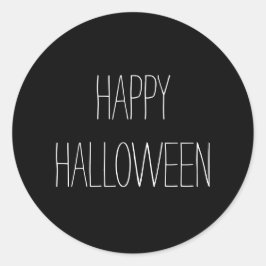 ハッピーハローウィン白黒不気味な手書き ラウンドシール