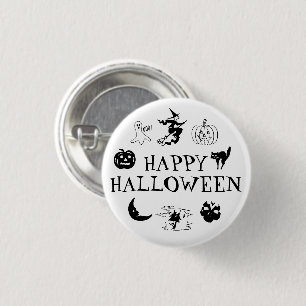 ハッピーハローウィン白黒不気味な衣装 缶バッジ