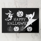 ハッピーハローウィン白黒不気味な装飾ランチョンマット ペーパーパッド (折り畳み)