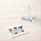 ハッピーハローウィン白黒不気味な装飾 スクエアペーパーコースター (インサイチュ)