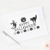 ハッピーハローウィン白黒不気味な装飾 長方形シール (封筒)