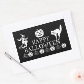 ハッピーハローウィン白黒不気味な装飾 長方形シール (封筒)