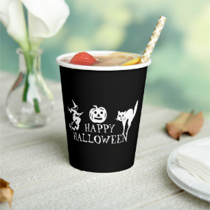 ハッピーハローウィン白黒不気味パーティー 紙コップ