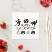 ハッピーハローウィン白黒不気味紙 スタンダードカクテルナプキン (インサイチュ)