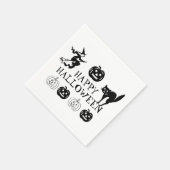 ハッピーハローウィン白黒不気味紙 スタンダードカクテルナプキン (角)