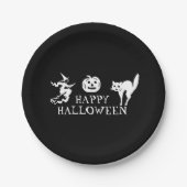 ハッピーハローウィン白黒 ペーパープレート (正面)