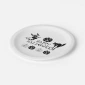 ハッピーハローウィン白黒 ペーパープレート (アングル)