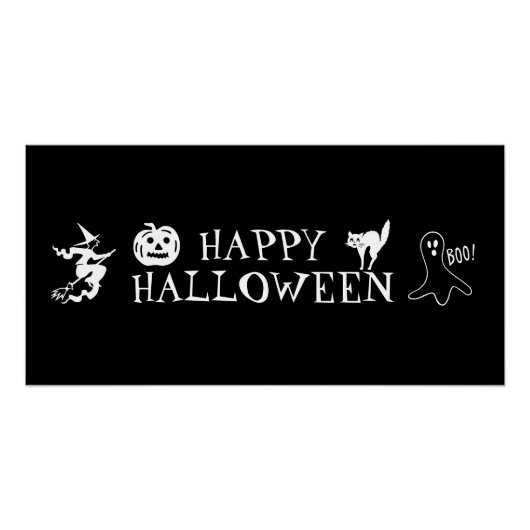 ハッピーハローウィン白黒 ポスター (正面)