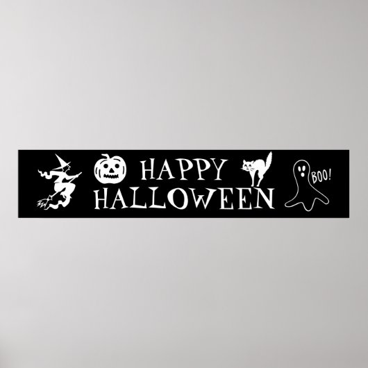 ハッピーハローウィン白黒 ポスター (正面)