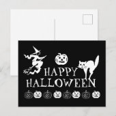ハッピーハローウィン白黒 ポストカード (正面/裏面)