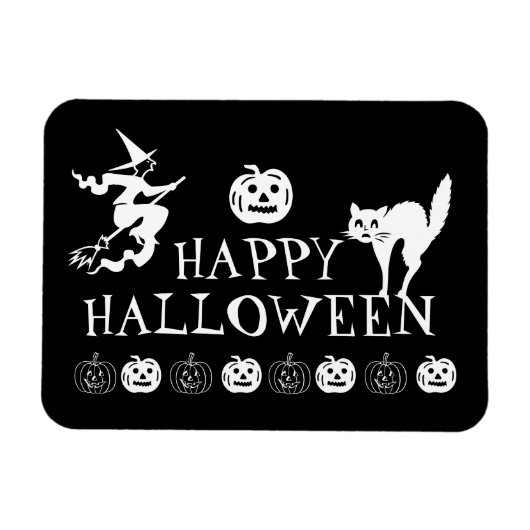 ハッピーハローウィン白黒 マグネット (横)