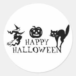 ハッピーハローウィン白黒 ラウンドシール