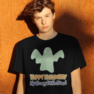 ハッピーハローウィン私の不気味な小さな友人の子供 Tシャツ