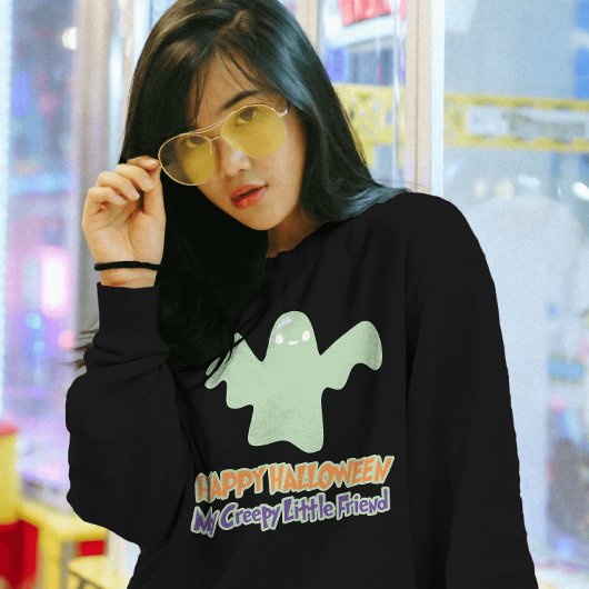 ハッピーハローウィン私の不気味な小さな友人の子供 Tシャツ