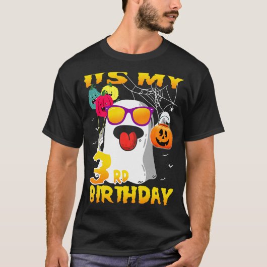 ハッピーハローウィン私の3歳の誕生日だ Tシャツ (正面)