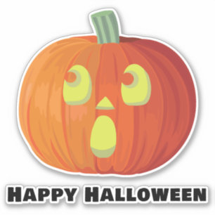 ハッピーハローウィン笑顔かぼちゃのステッカー シール