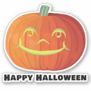 ハッピーハローウィン笑顔かぼちゃのステッカー シール
