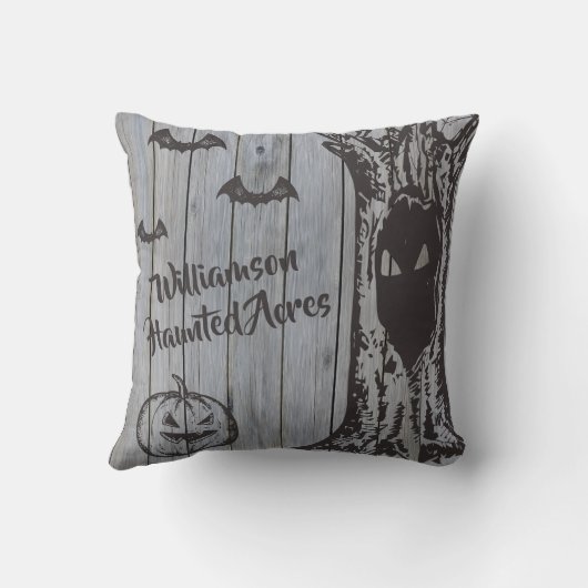 ハッピーハローウィン素朴ファームハウスエーカーズグレーこうもり クッション (裏面)