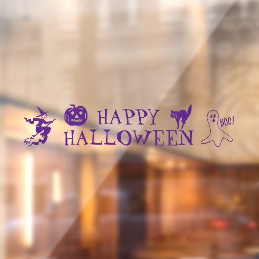 ハッピーハローウィン紫の不気味な装飾 ウィンドウサイン (シート2)