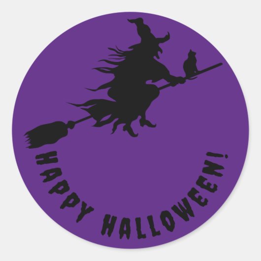ハッピーハローウィン紫の魔女 ラウンドシール (正面)