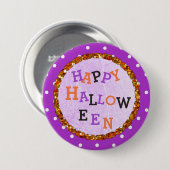 ハッピーハローウィン紫ボタンとオレンジ色ボタン 缶バッジ (正面&裏面)