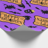 ハッピーハローウィン紫 ラッピングペーパー (角)