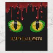 ハッピーハローウィン血の不気味な緑の怪物の目 ワインラベル (シングルラベル)