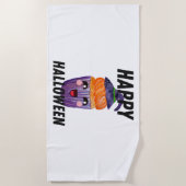 ハッピーハローウィン衣装ハロウィンカップケーキ ビーチタオル (正面)